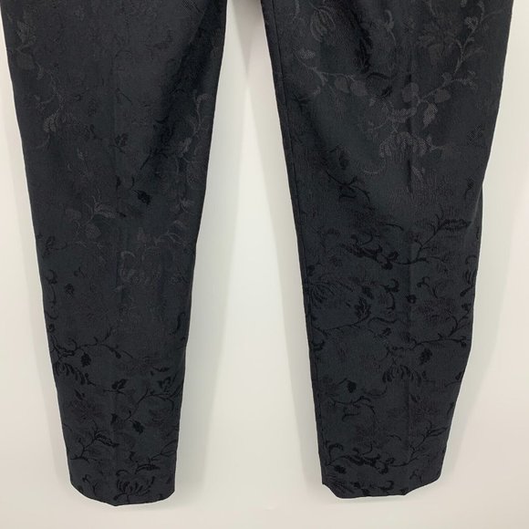 White House Black Market Pants Black Floral Jacquard Slim Ankle - Picture 8 of 9